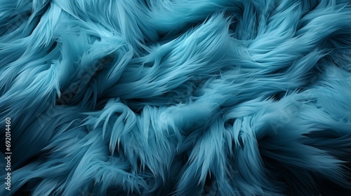 Vibrant blue feathers adorn a stylish garment, beckoning to be touched and admired
