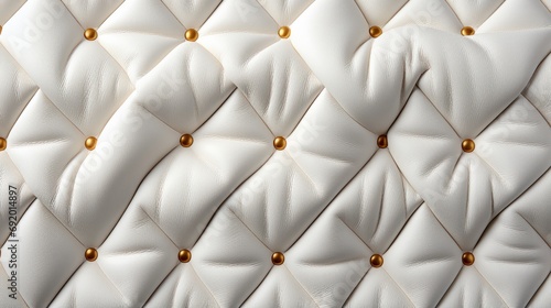 Soft, intricate quilting creates a luxurious texture on this pristine white leather upholstery, inviting you to snuggle up with a cozy blanket indoors
