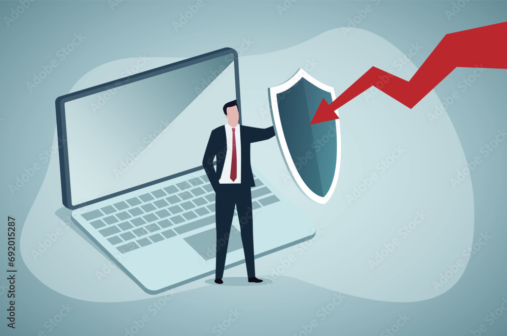 Privacy Data Protection in Internet. Tiny Character in front of Huge Laptop with Shield,Protecting from attack. Cartoon People Vector Illustration. Privacy Data Protection in Internet. Tiny Character in front of Huge Laptop with Shield,Protecting from attack. Cartoon People Vector Illustration.