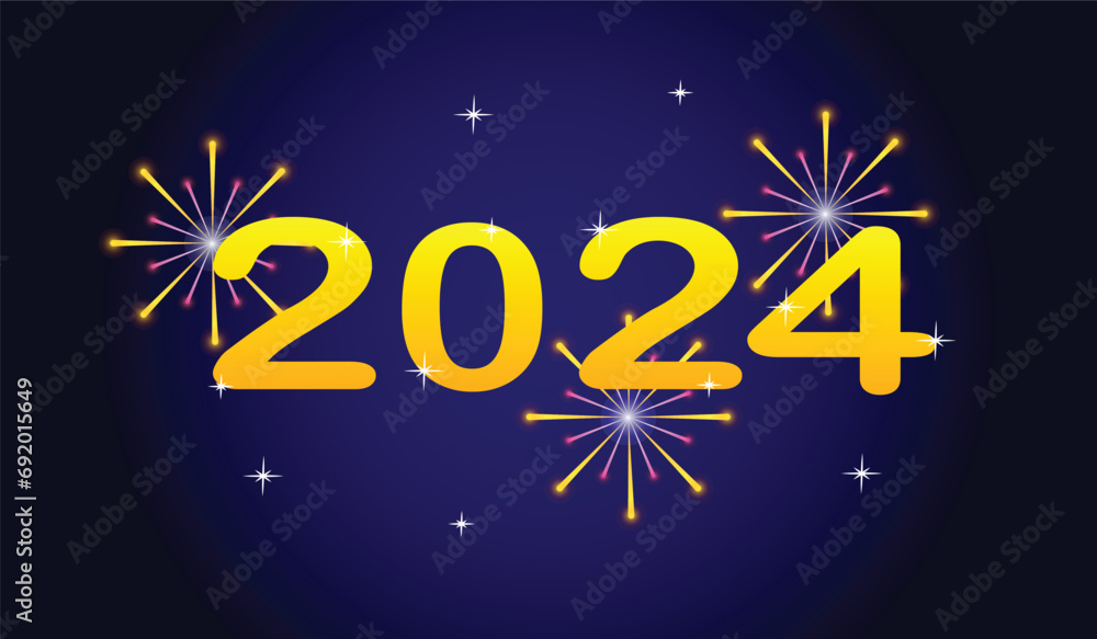 We wish you a Happy New Year 2024 unique modern gold text with sparkler ...
