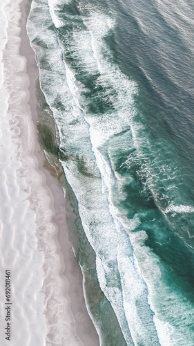 Noordhoek Beach Blue Ocean Waves Drone Shot Aerial View South Africa Travel 