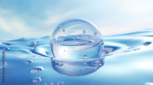 Close-up of Cosmetic Moisturizer Bubble on Water Surface - Rejuvenating Skincare Treatment for Health and Wellness in Spa and Beauty Therapy.