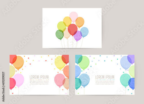 hand drawn balloon illustration cards for invitation, birthday