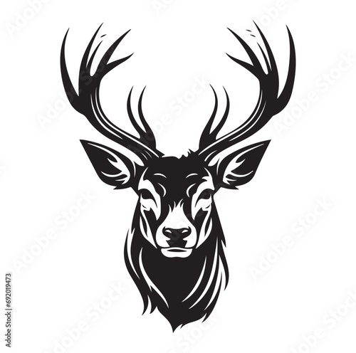 Deer head silhouette vector Illustration, 