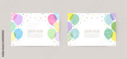 hand drawn balloon illustration cards for invitation, birthday