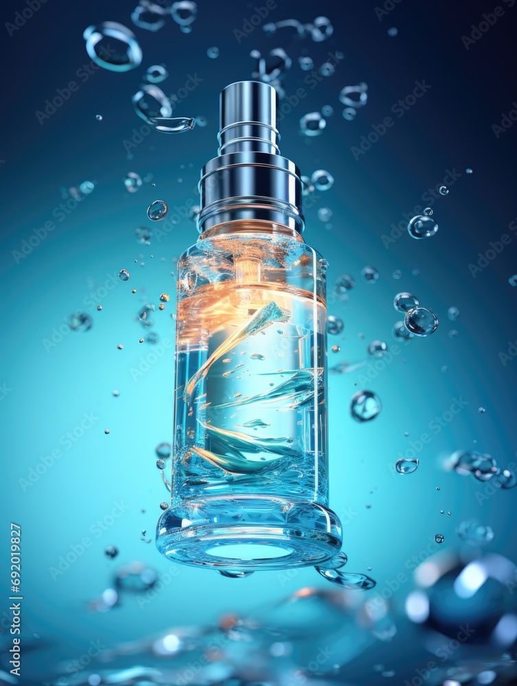 transparent bottle on water background, ai transparent bottle on water background, ai