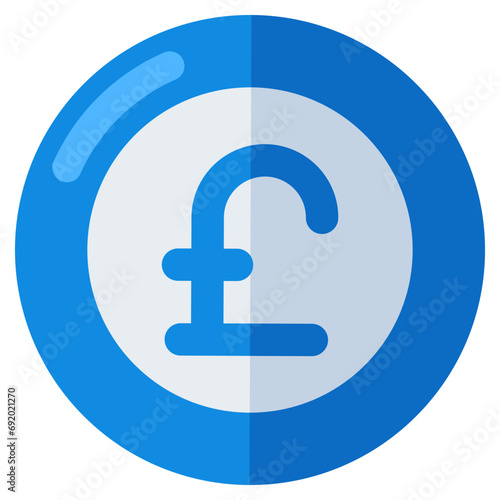 A colored design icon of pound coin