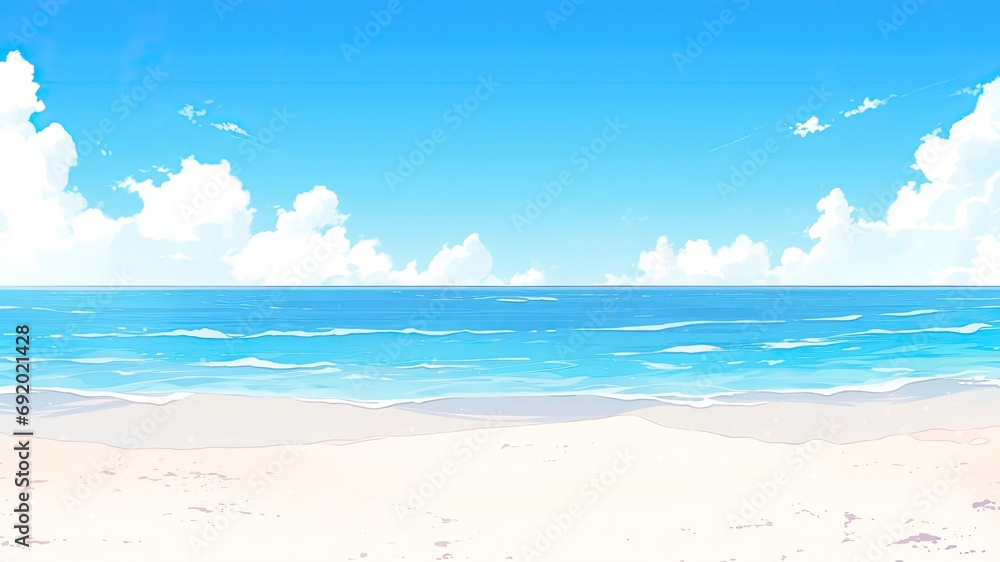 夏の海のシンプルカラーイラスト_5