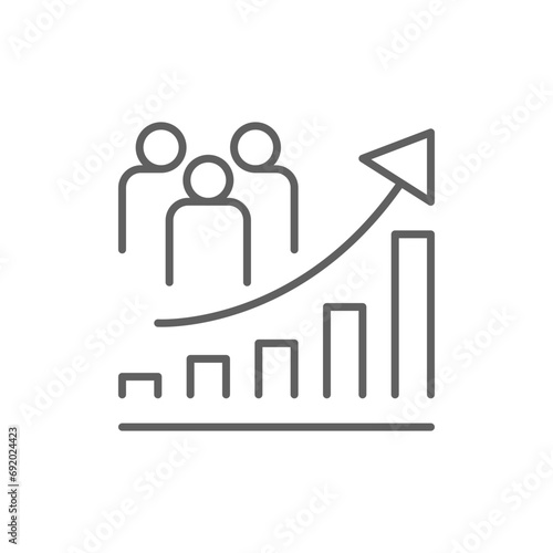 Population growth icon. Simple outline style. Increase social development, economic evolution, global demography graph concept. Thin line symbol. Vector illustration isolated. Editable stroke.