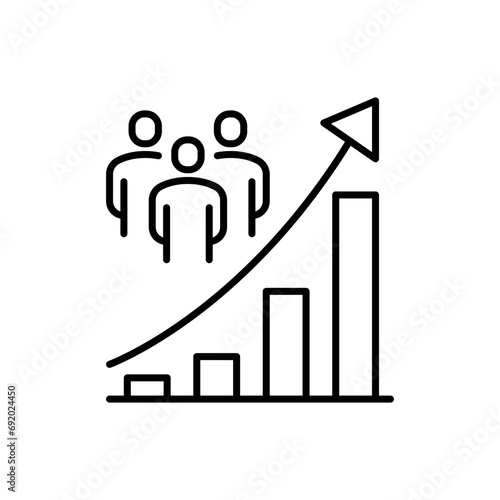 Population growth icon. Simple outline style. Increase social development, economic evolution, global demography graph concept. Thin line symbol. Vector illustration isolated. photo