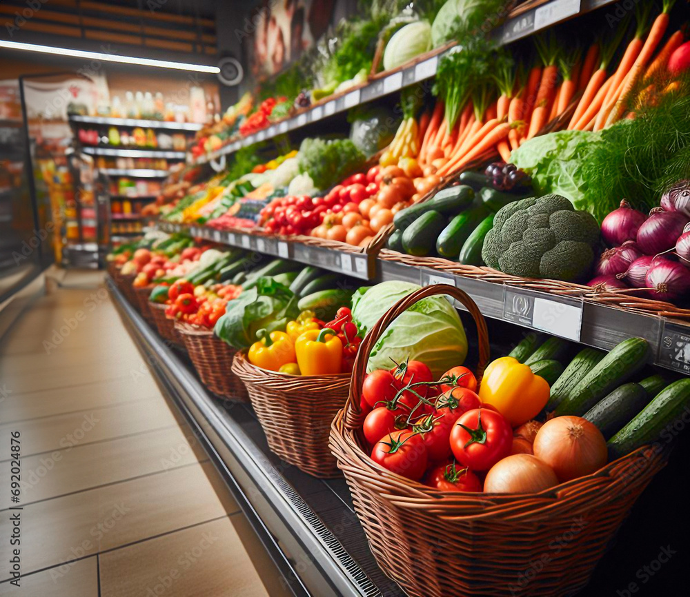 vegetables and fruits are sold in the store