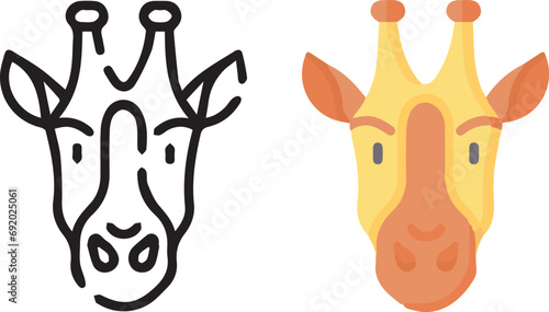 Vector illustration of animal faces. lineal and color with cute style.