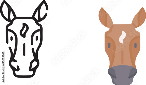 Vector illustration of animal faces. lineal and color with cute style.