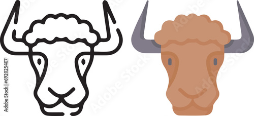 Vector illustration of animal faces. lineal and color with cute style.