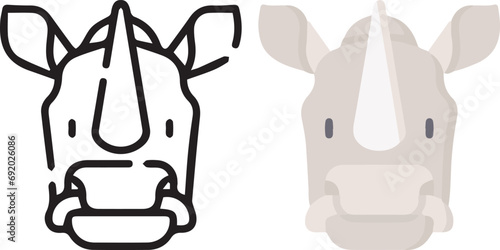 Vector illustration of animal faces. lineal and color with cute style.