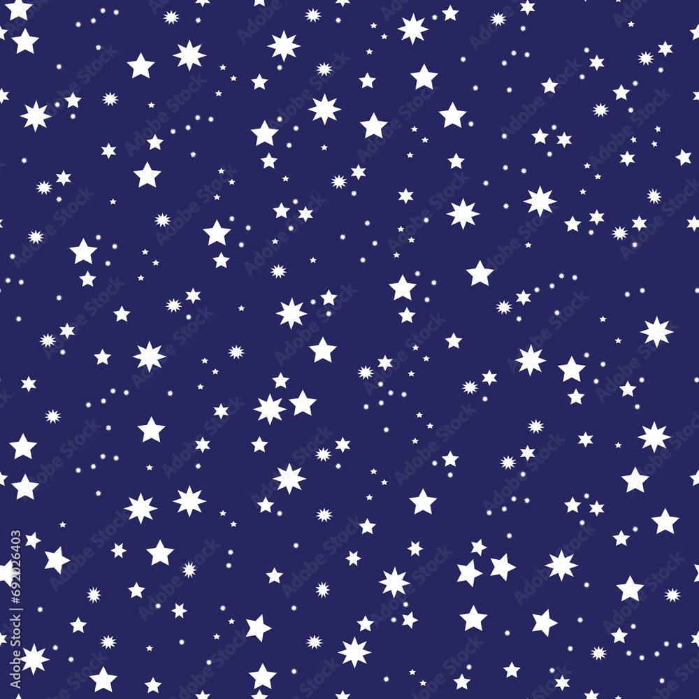 Blue seamless pattern with white stars. Blue seamless pattern with white stars.