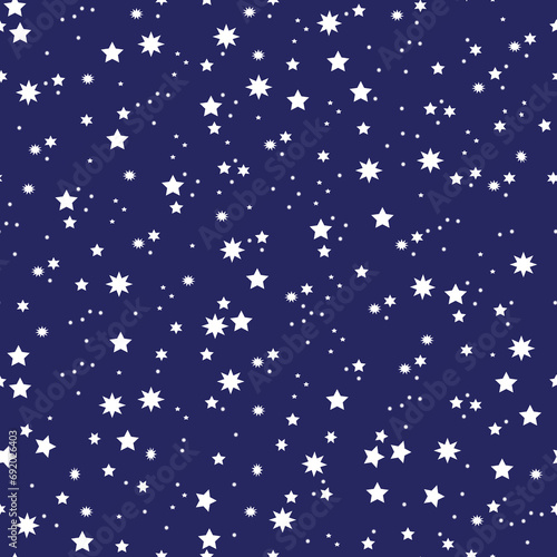 Blue seamless pattern with white stars.