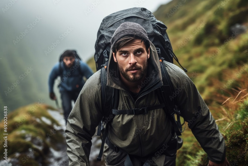 Man climbing on the mountain