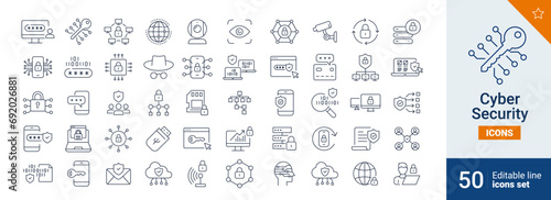 Cyber security icons Pixel perfect. Network, spy, setup, .... photo