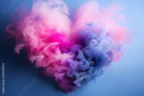 Trans visibility 2023, LGBTQ transgender flag with a heart made of smoke in trans flag colors, non-binary, and nonconforming gender, photo
