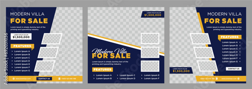 Real estate house social media post or square banner template