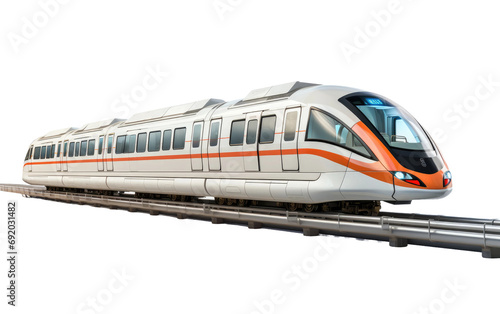 Colorful White Monorail on White or PNG Transparent Background.