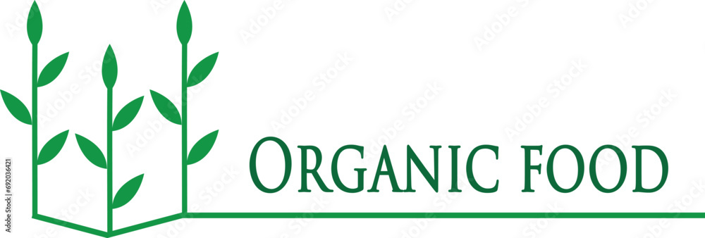 Obraz premium Green leafy branches logo.