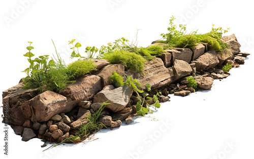 Colorful Riverbank Erosion Control on White or PNG Transparent Background.