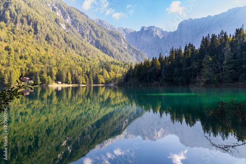 Mountains and forest at Lago di Fusine in Italy © jefwod