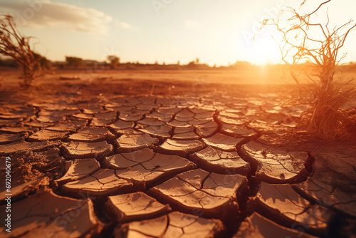 Cracked dried earth. Drought due to global warming. Climate change and an increase in the number of weather disasters in the world.