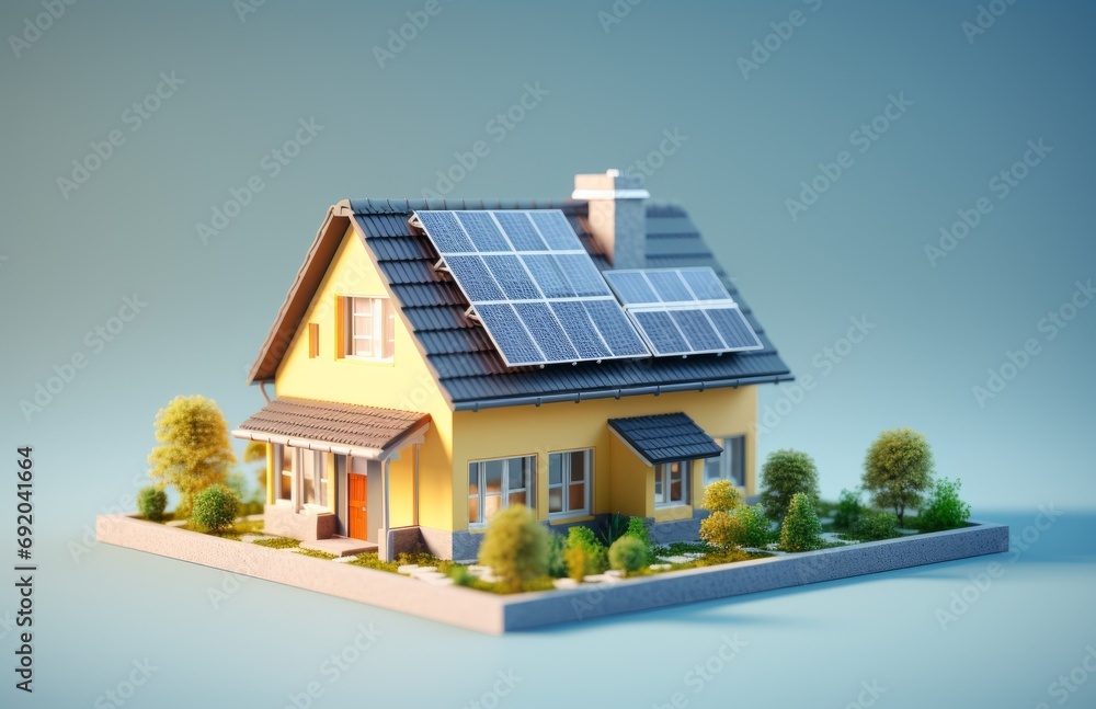 Houses with solar panels on the roof with green grass field. Houses with solar panels on the roof with green grass field.