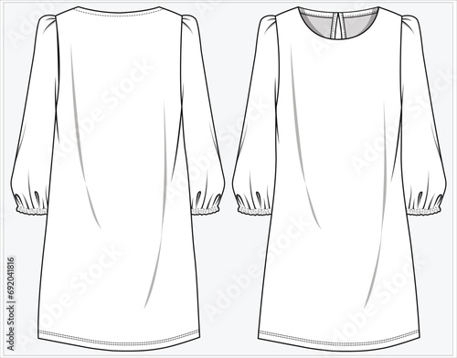LONG SLEEVES SHEATH DRESS WITH LONG SLEEVES DETAIL DESIGNED FOR WOMEN  AND YOUNG WOMEN IN VECTOR ILLUSTRATION 