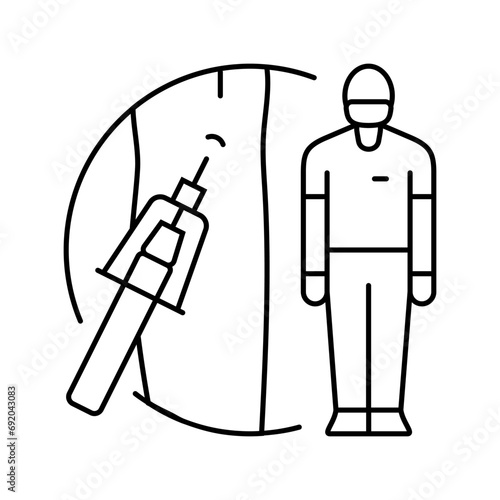 phlebotomist drawing blood line icon vector. phlebotomist drawing blood sign. isolated contour symbol black illustration