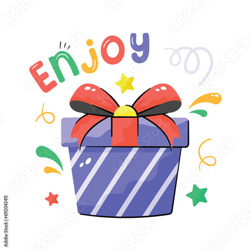 An amazing icon of gift box, gift hamper vector design in trendy flat style