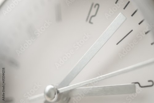 close up of silver metal clock photo