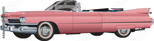 American Convertible Classic Car Vector Illustration Isolated White 