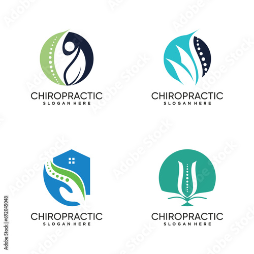 Chiropractic logo design vector for massage therapy with creative element concept