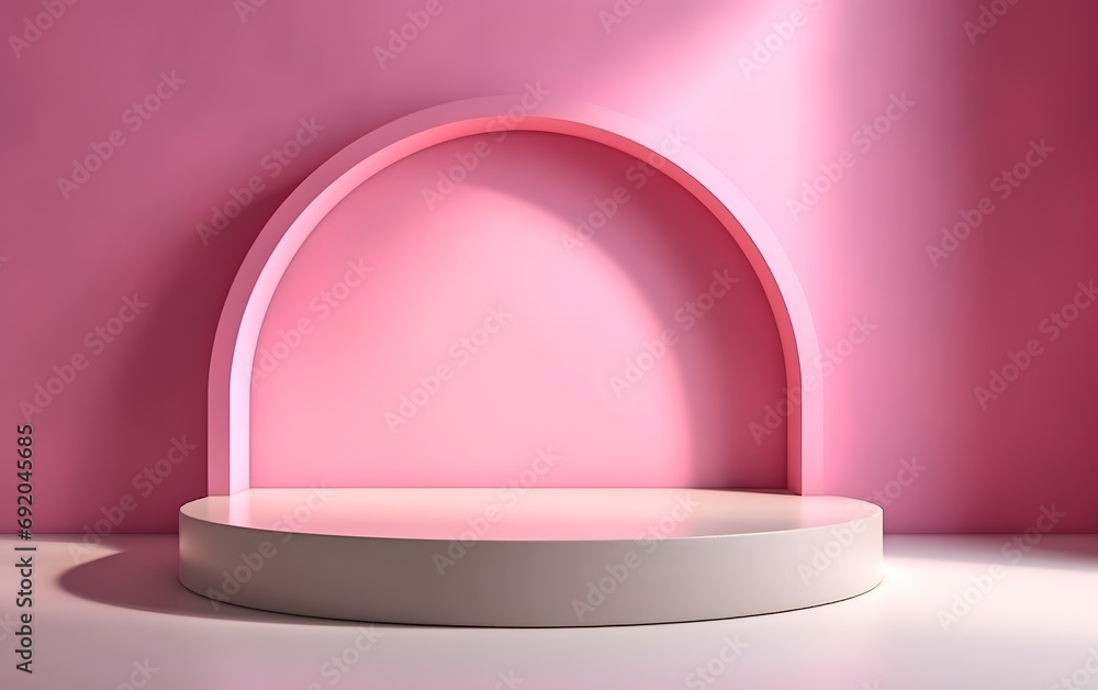 Minimalist Pink Podium with Shadow Background for Product Display or Mockup Minimalist Pink Podium with Shadow Background for Product Display or Mockup