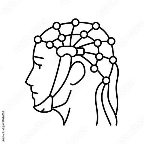eeg procedure neurologist line icon vector. eeg procedure neurologist sign. isolated contour symbol black illustration