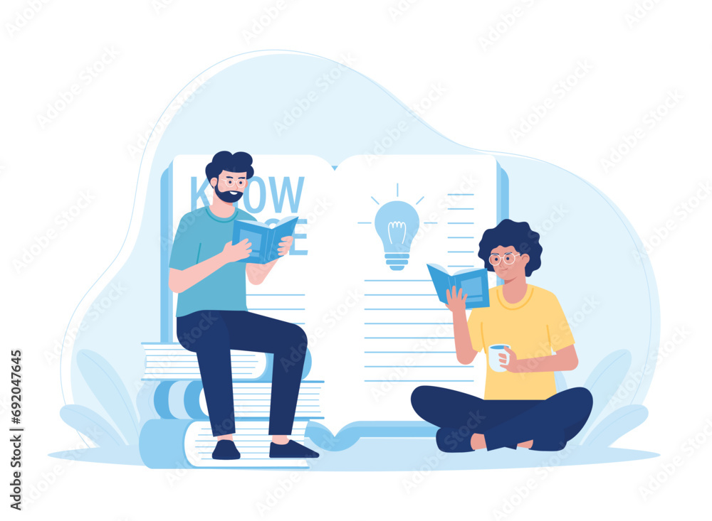 education learning concept likes to read people read or students study concept flat illustratiuon education learning concept likes to read people read or students study concept flat illustratiuon
