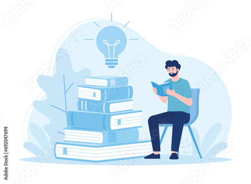 education learning concept likes to read people read or students study concept flat illustratiuon