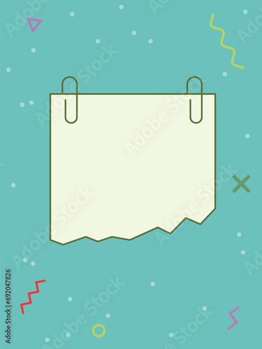 Note template with place for your text. Vector illustration in a memphis style