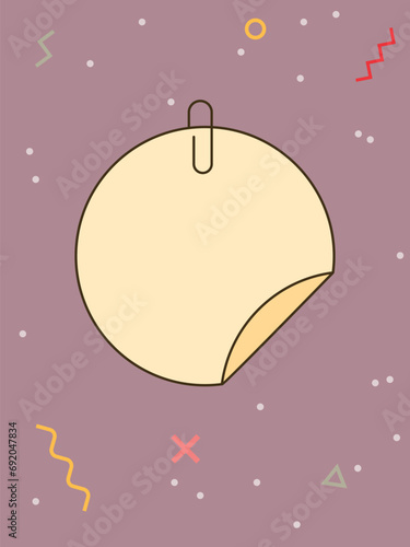 Note template with place for your text. Vector illustration in a memphis style