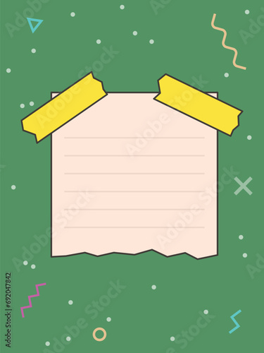 Note template with place for your text. Vector illustration in a memphis style