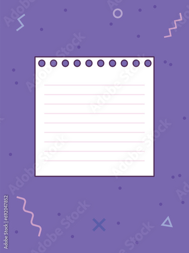 Note template with place for your text. Vector illustration in a memphis style