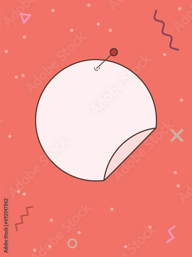 Note template with place for your text. Vector illustration in a memphis style