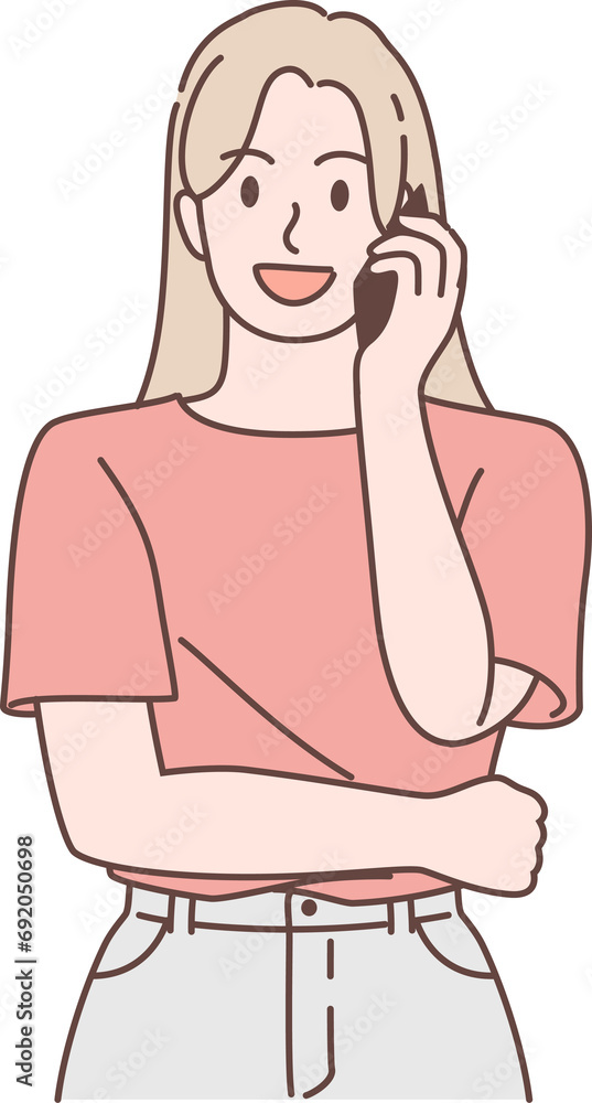 Illustration of business woman using smartphone characters. Hand drawn style. Illustration of business woman using smartphone characters. Hand drawn style.