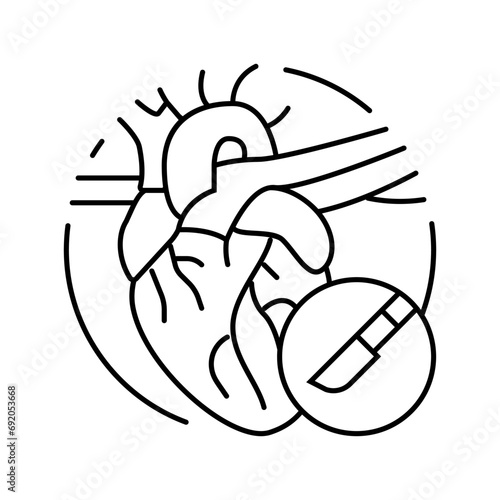 heart surgery line icon vector. heart surgery sign. isolated contour symbol black illustration