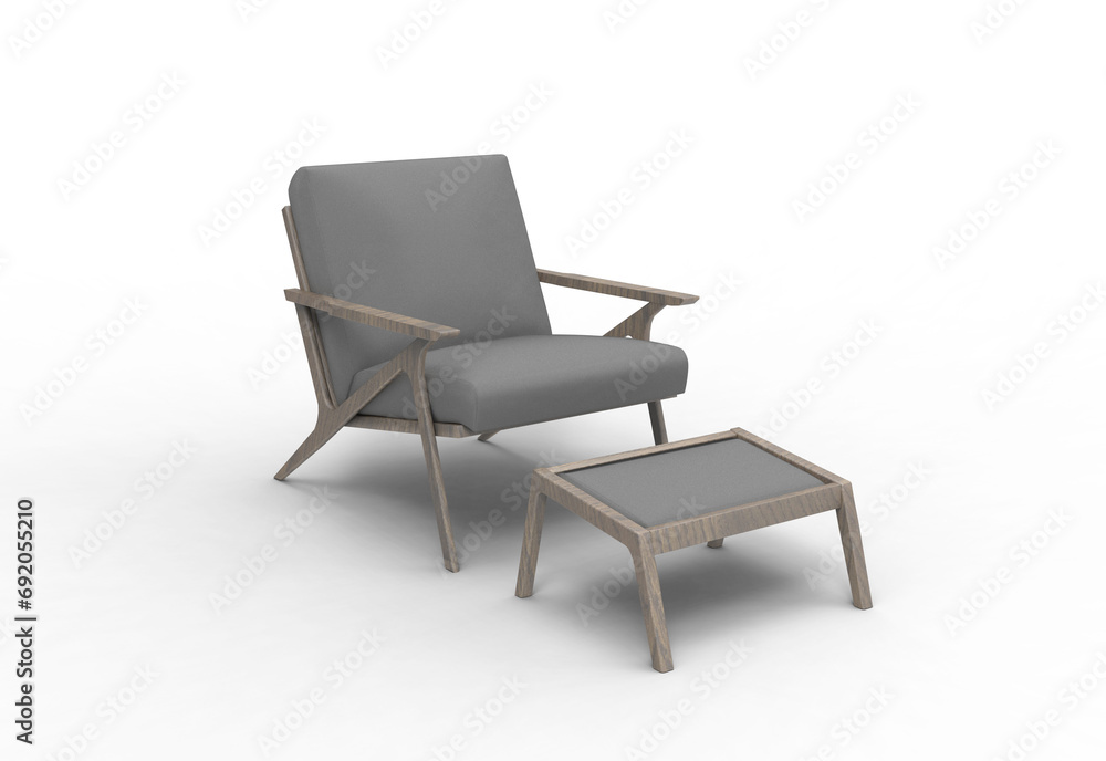 armchair angle view with shadow 3d render armchair angle view with shadow 3d render