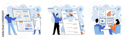 Business operations vector illustration. Working diligently, business operations transform well-laid plans into tangible achievements Business operations, occupation dedicated to achieving strategic